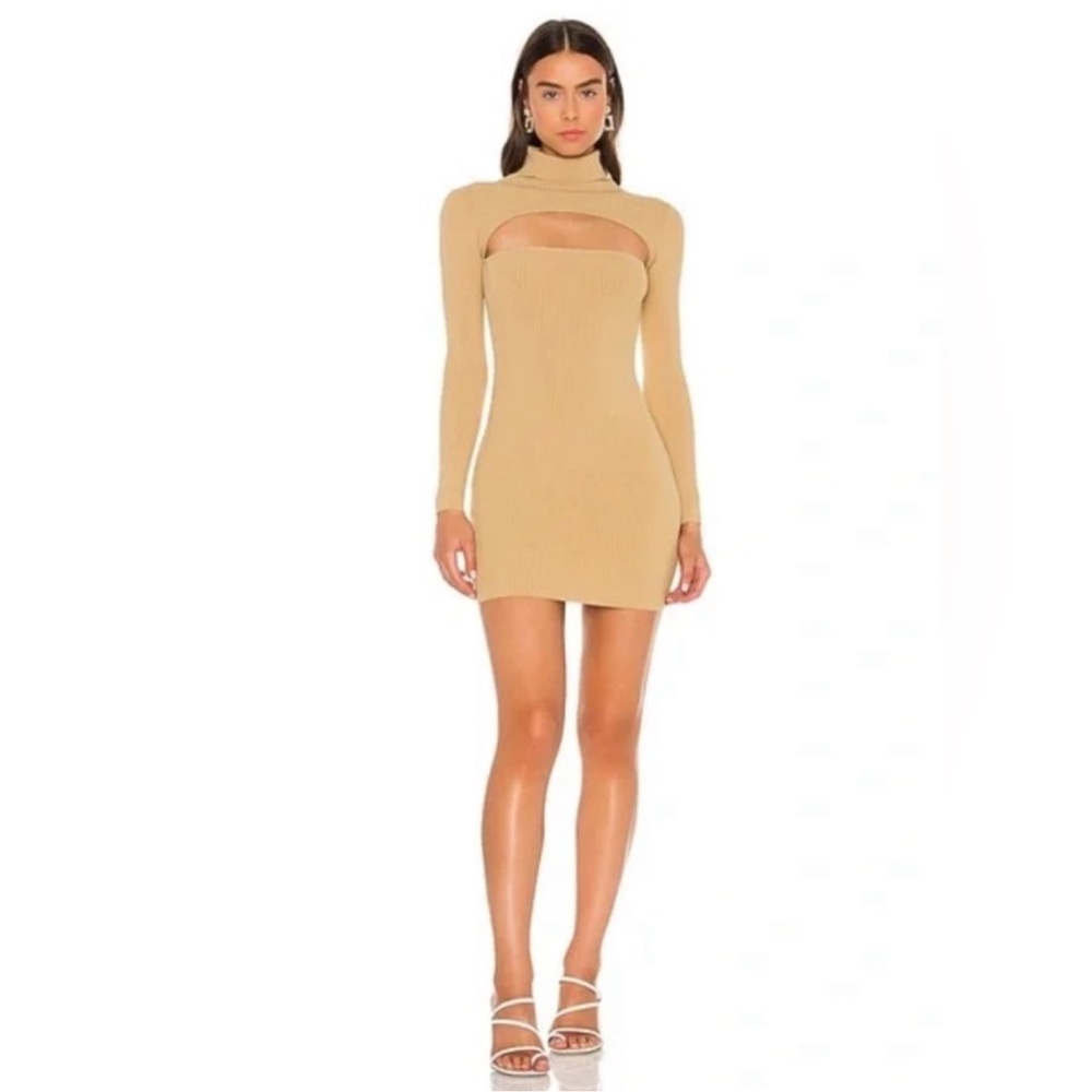 Elegant Beige Cut-Out Dress